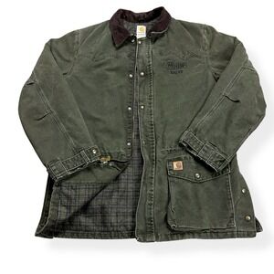 VTG Carhartt C52 Mos Jacket Men's Size XL Green Blanket Lined Chore Coat *Logo